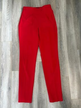 Zara Red High-Waist Tailored Trousers Sz Medium